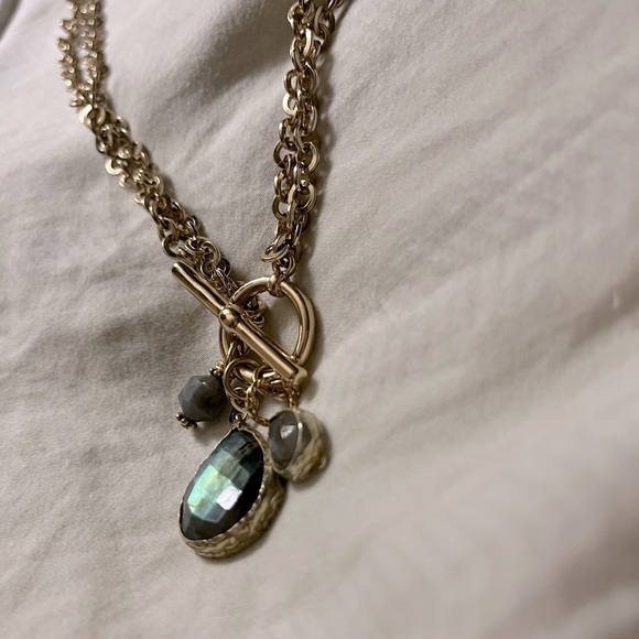 Layered mixed pearls and gold Labradorite Toggle Necklace 3 / $45 - Picture 2 of 8